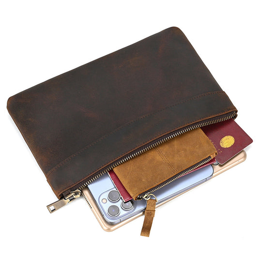 Men's Leather Clutch Retro First Layer Cowhide Men's Handbags