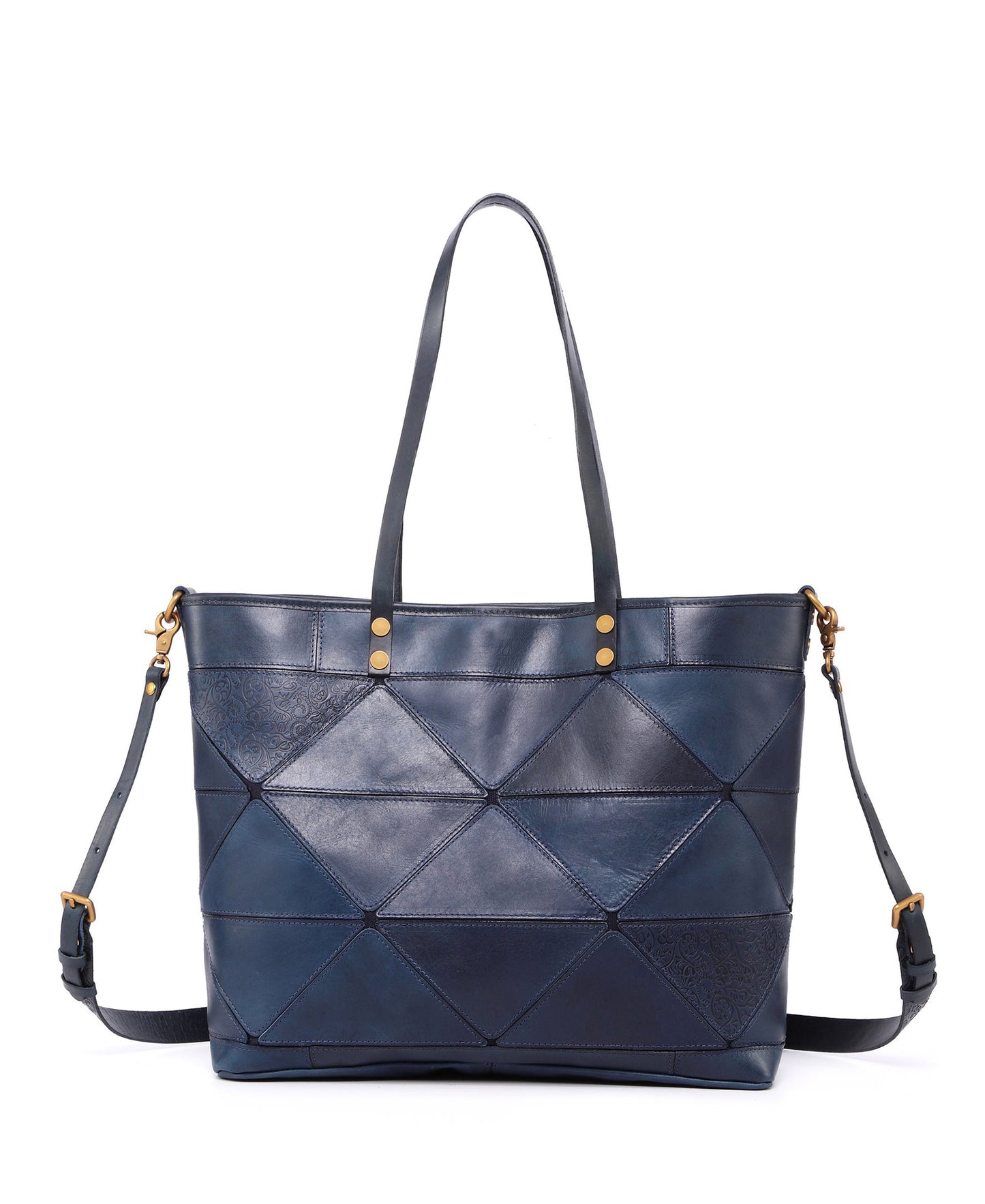 Women's Plaid Handmade Vintage Leather Geometric Stitching Top Layer Shoulder Bags