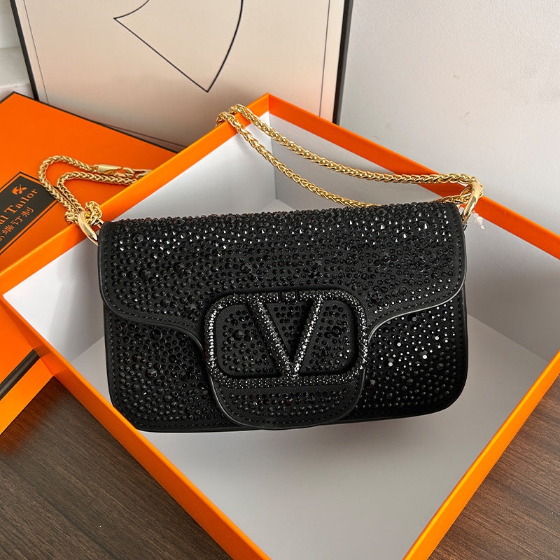 Bright Crystal Sliding Chain Fashion Flip Crossbody Bags