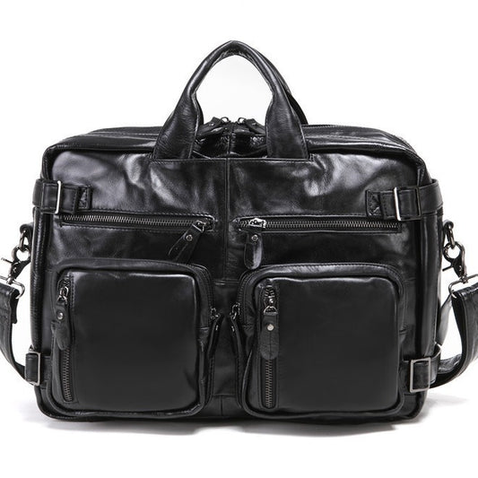 Men's Oily Leather Computer First Layer Official Bags