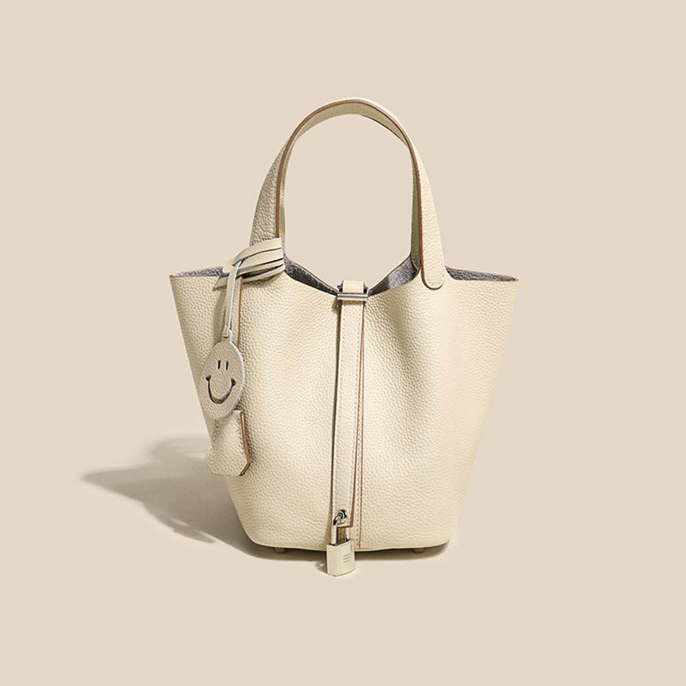 Women's Layer Cowhide Vegetable Basket Versatile Genuine Handbags