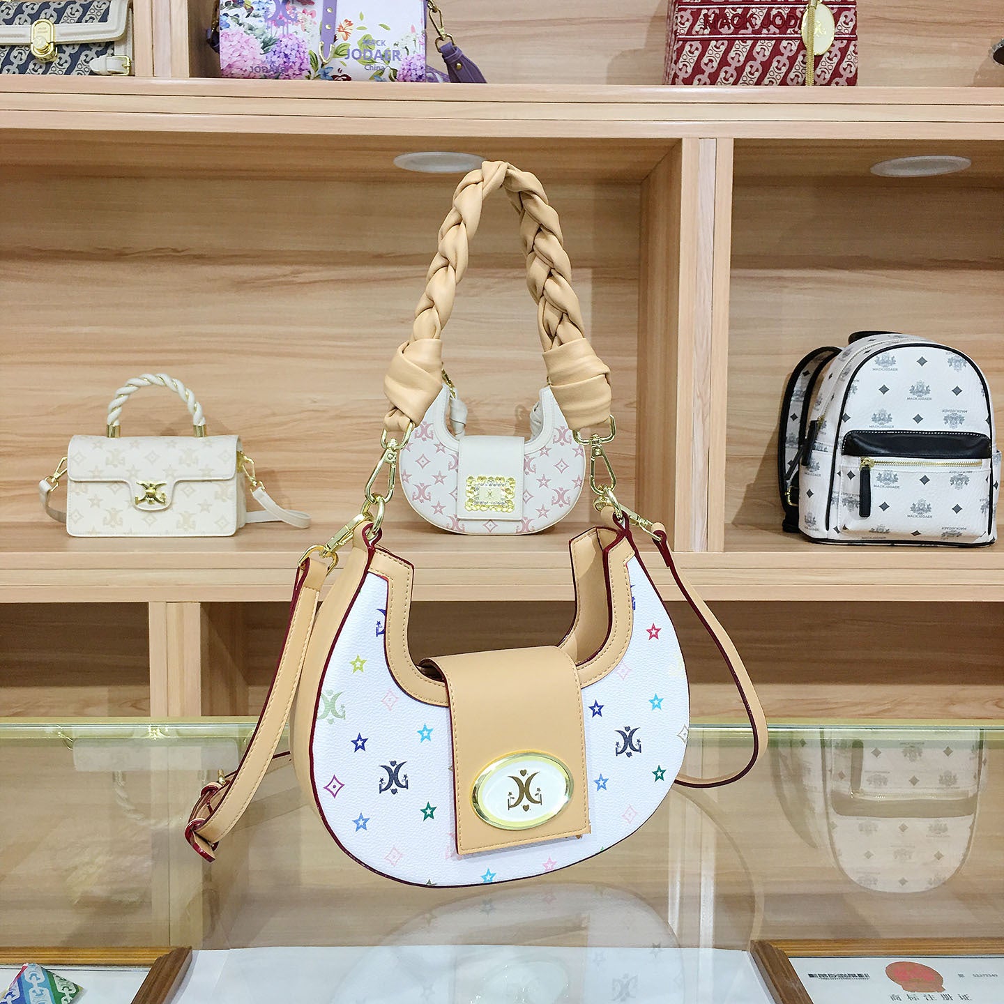 Women's Crescent Moon Hand-woven Twist Braid Shoulder Bags