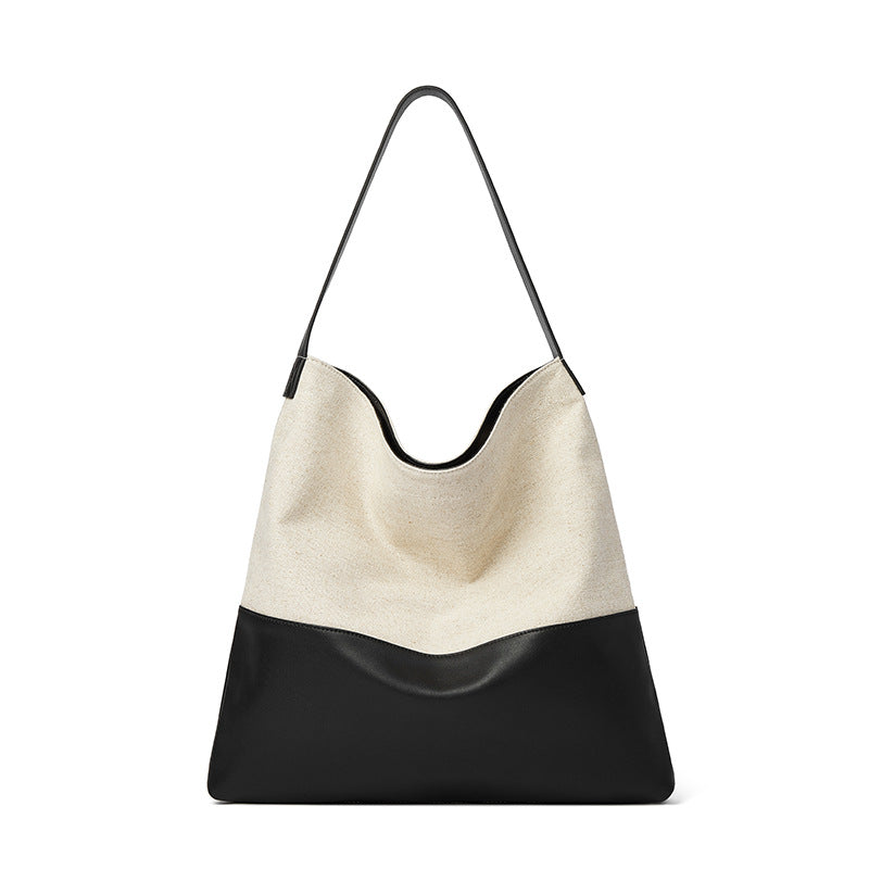 Contrast Color High-grade First Layer Cowhide Shoulder Bags