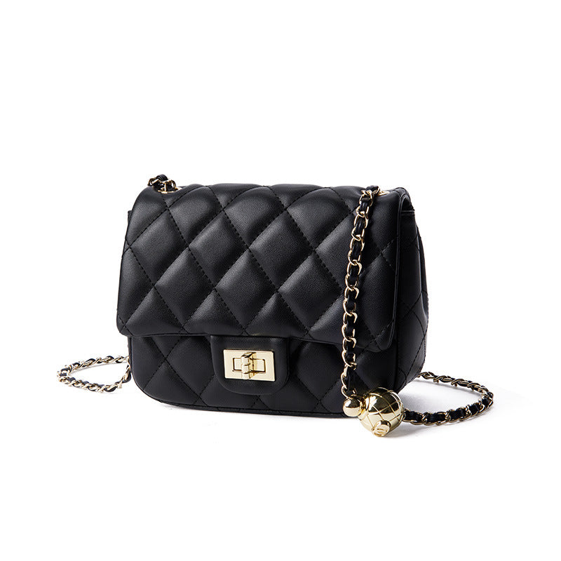 Women's Cattle Leather Street Fashion Golden Ball Shoulder Bags