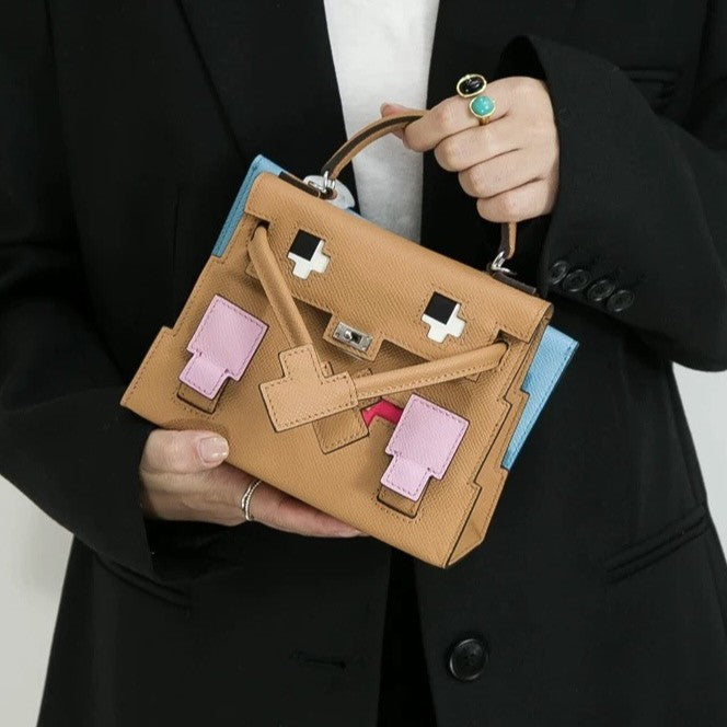 Women's Leather Mosaic Doll Little Monster Cute Bags