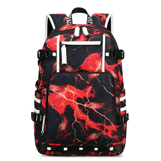 Men's Fashion Trend Lightning Printing Element Large Backpacks