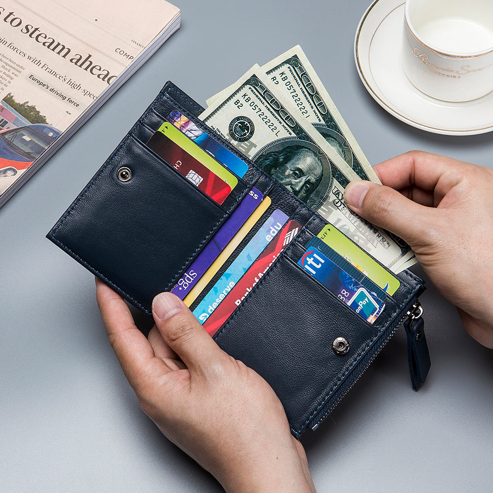 Men's Short Woven Large Capacity Fashion Zipper Men's Wallets