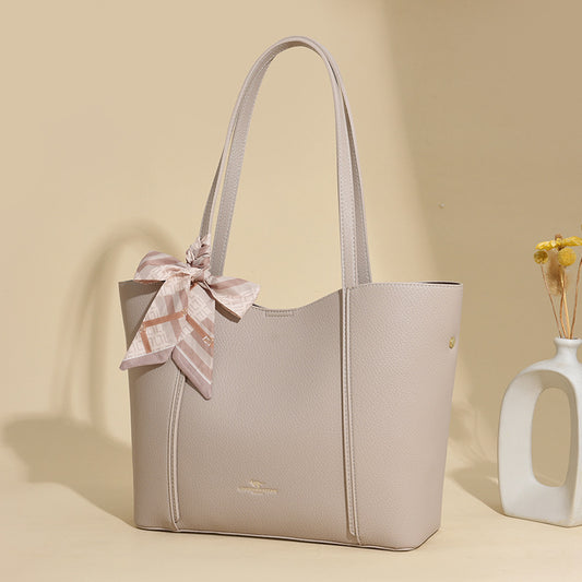 Women's Silk Scarf Retro Solid Color Large Capacity Handbags