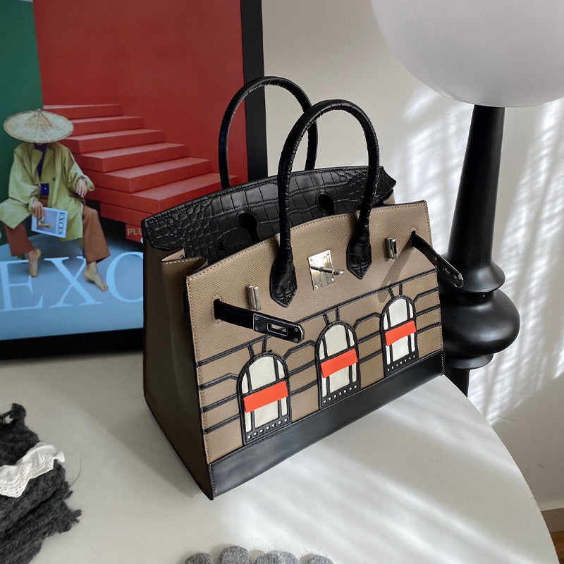 Women's House High-grade Exquisite Color Matching Design Crossbody Bags