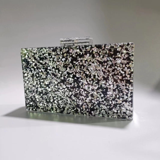 Women's Sier Sequins Acrylic One Diagonal Wedding Evening Bags
