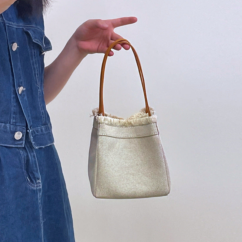 Women's Simple Denim Canvas Portable Fashionable Vegetable Shoulder Bags