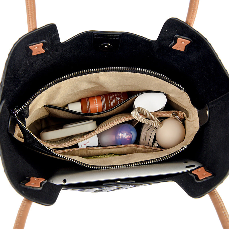 Women's Fashion Woven Large Capacity Simple Leather Crossbody Bags