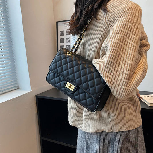 Women's Diamond Style Sheepskin Plaid Underarm Chain Bags