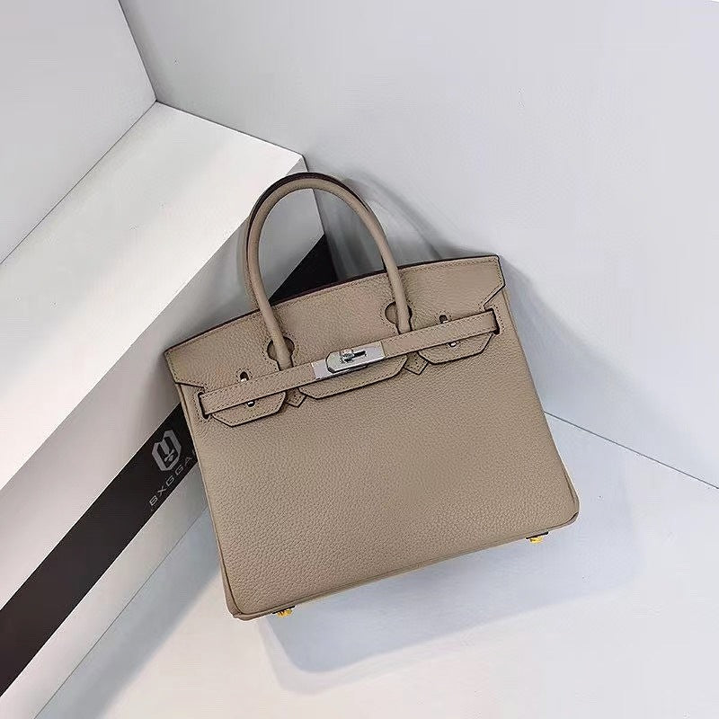 Women's Milkshake White Lychee Pattern First Layer Bags