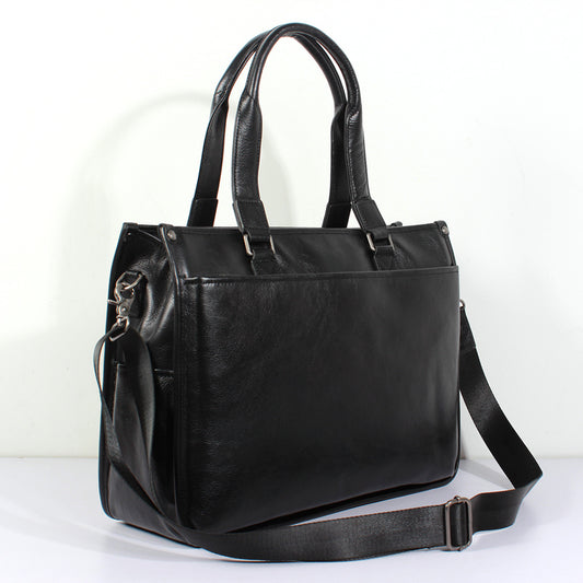 Men's Cowhide Vegetable Tanned Leather Large Capacity Business Men's Handbags