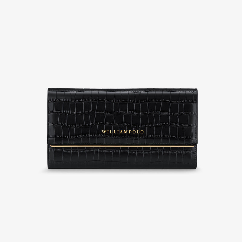 Women's Emperor Paul Long Genuine Leather Crocodile Pattern Fashion Clutch Ladies Wallets