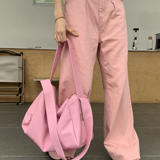 Women's Large Simple Textured Elephant Pattern Wide Shoulder Bags