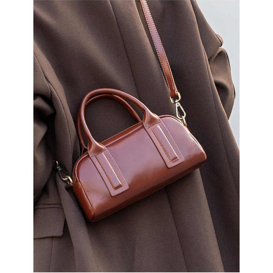 Women's Layer Vegetable Tanning Leather Pillow Trendy Handbags