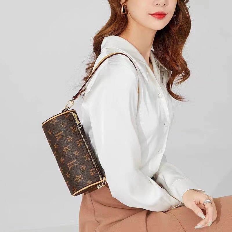 Women's Genuine Leather Printed Underarm Fashion Pouches Crossbody Bags