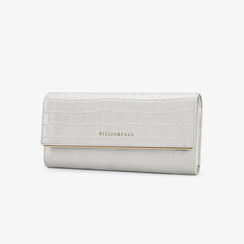 Women's Emperor Paul Long Genuine Leather Crocodile Pattern Fashion Clutch Ladies Wallets