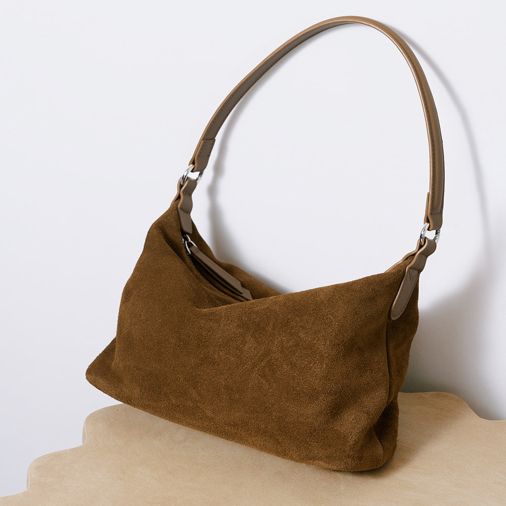 Comfortable Women's Underarm Frosted Cowhide One Handbags