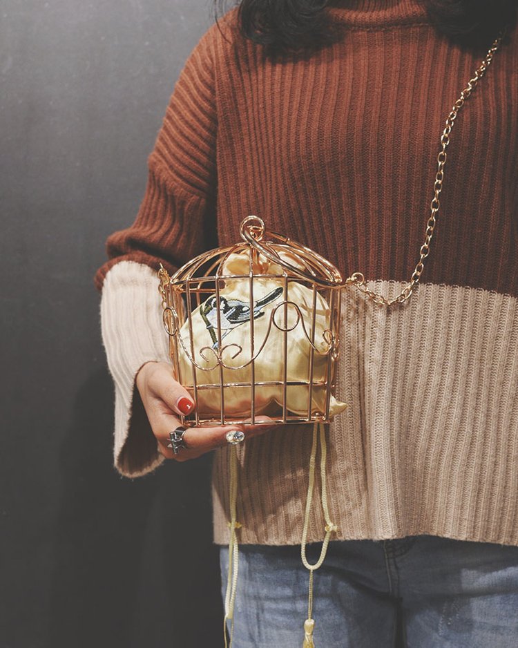 Women's Retro Concave Shape Fashion Bird Cage Crossbody Bags