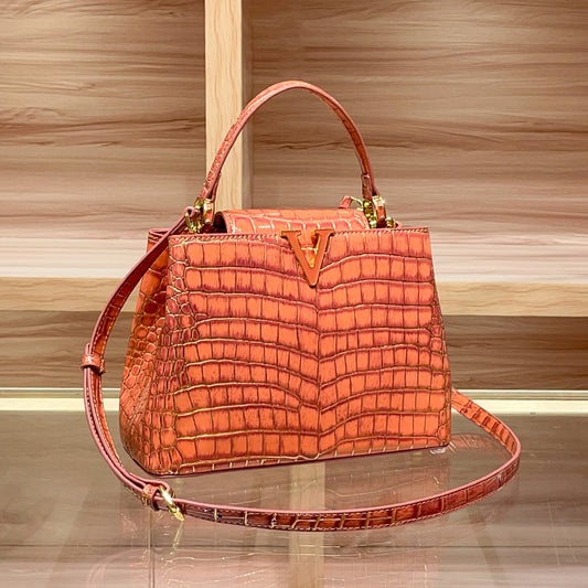 Women's High-grade Crocodile Pattern Portable Commuter Genuine Crossbody Bags