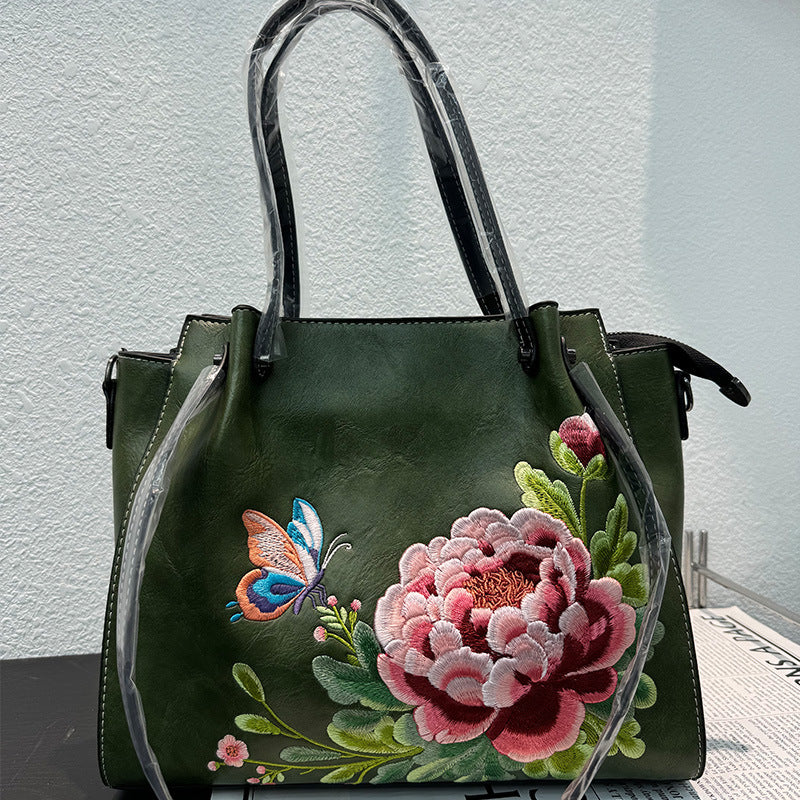 Women's Peony Vintage Embroidered Chinese Style Large Bags