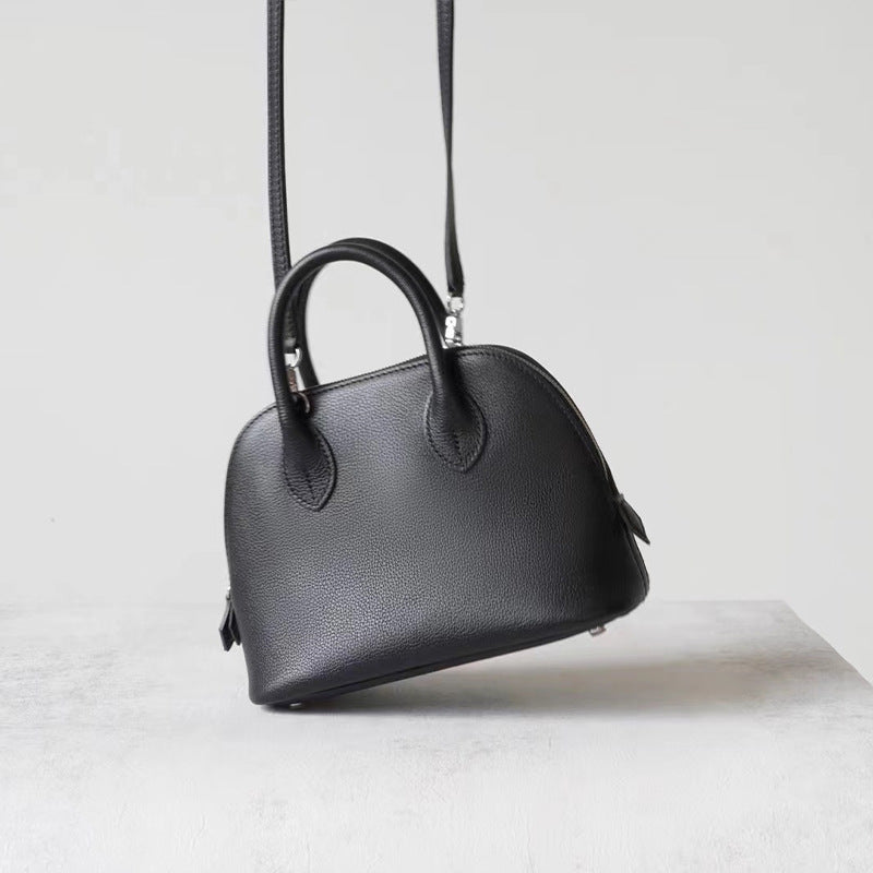 Half Wax Line Cowhide Mini Bowling Little Shell Crossbody Bags