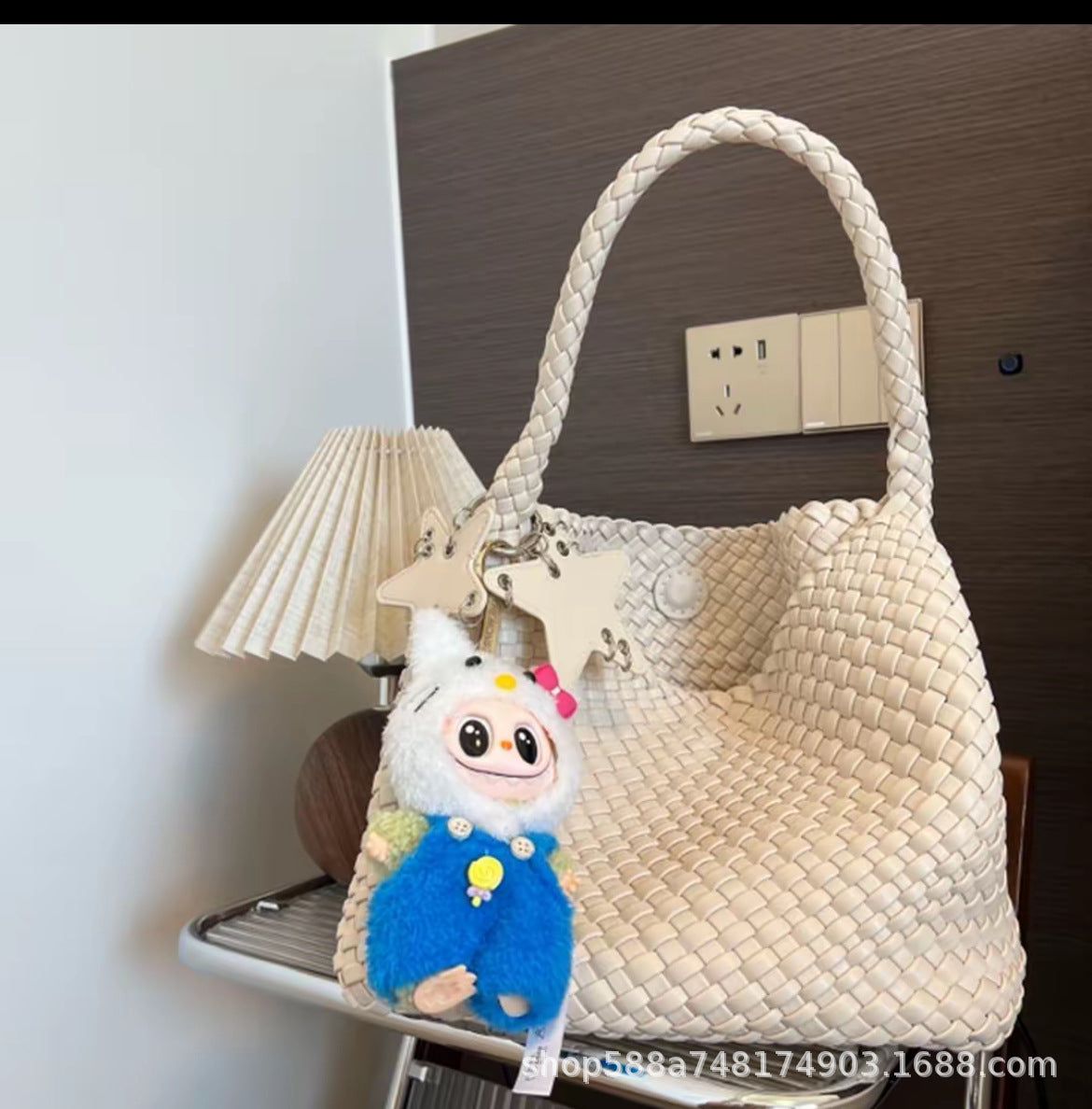 Woven Female Commuter Portable Underarm Genuine Tote Bags