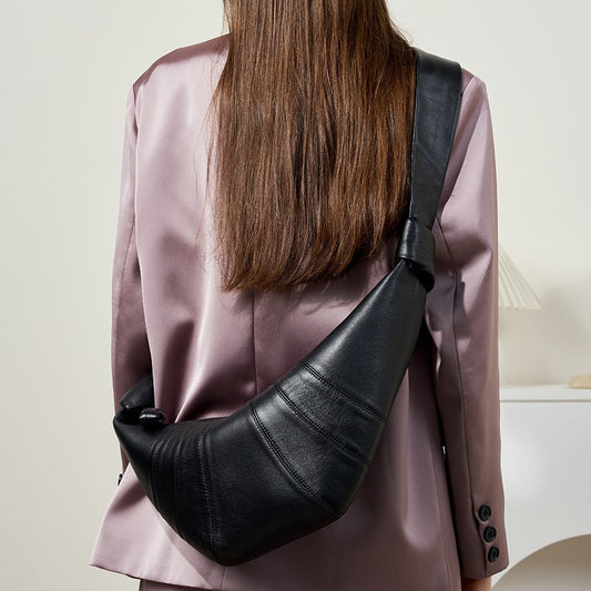 Women's First Layer Lambskin Croissant Lazy Dumpling Crossbody Bags