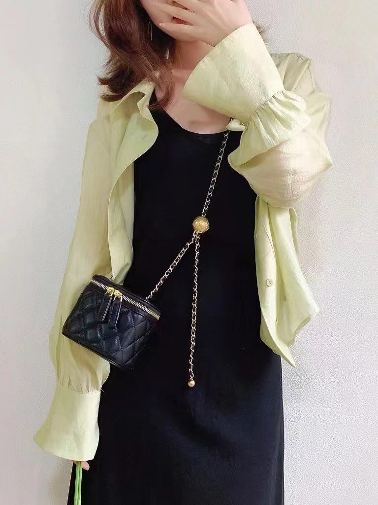 Sheepskin Classic Style Rhombus Chain Hand Carrying Double Crossbody Bags