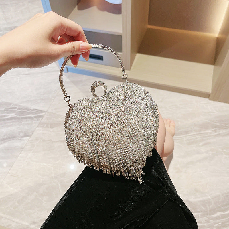 Dinner Love Heart Tassel Banquet Clutch Evening Bags