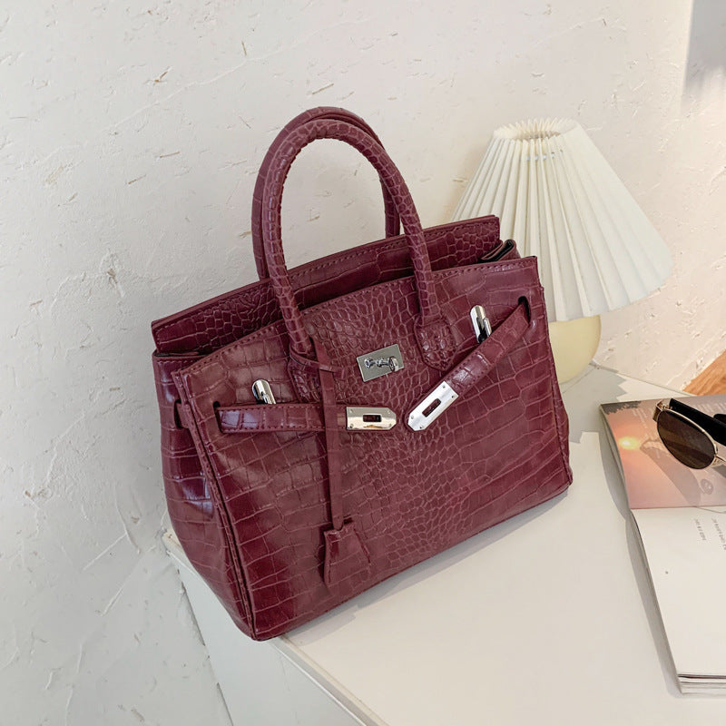 Women's Stylish Crocodile Pattern Fashionable Kelly Shoulder Bags