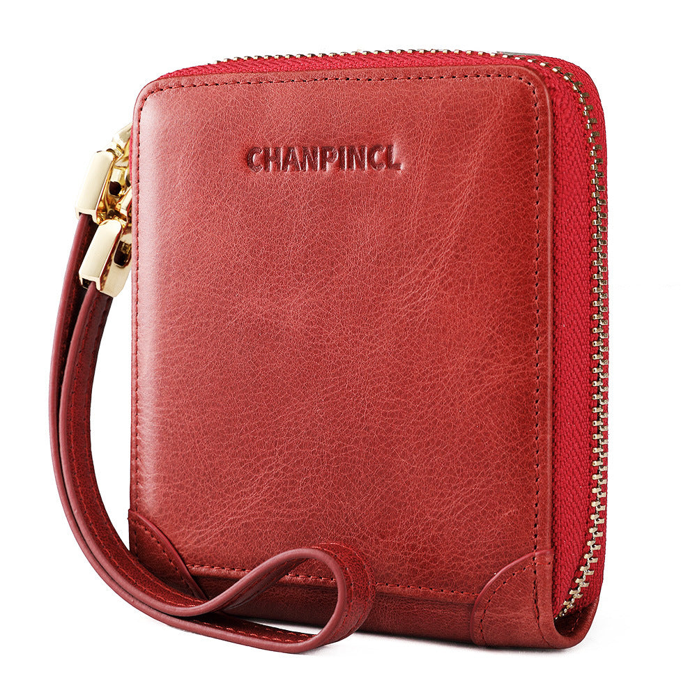 Women's Boxed Short Wrist Strap Pocket Zipper Ladies Wallets