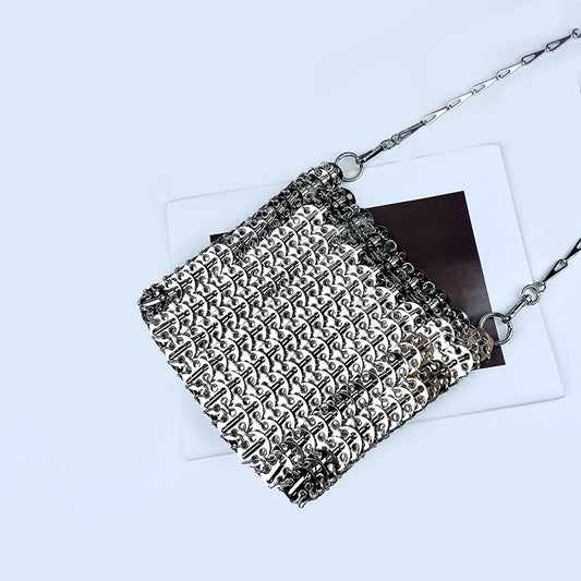 Women's Size Sier Metal Sheet Handmade Chain Evening Bags