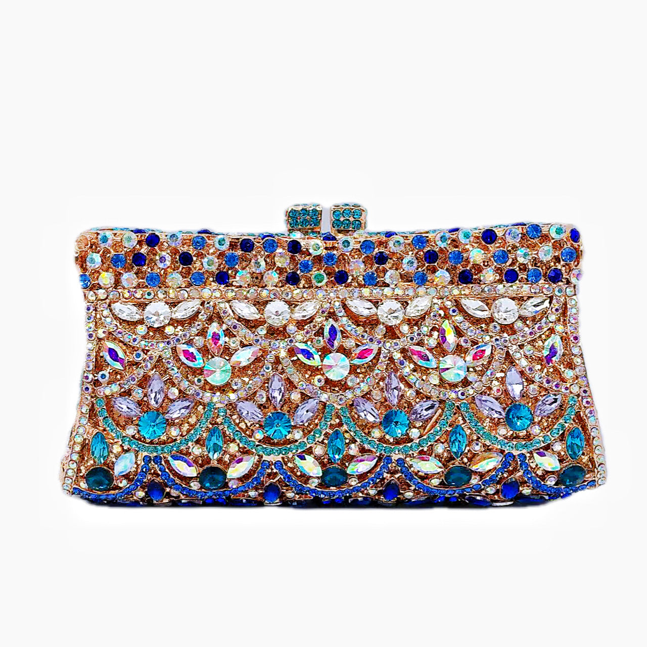 Women's Selected Hollow Metal Diamond Scale Blue Evening Bags