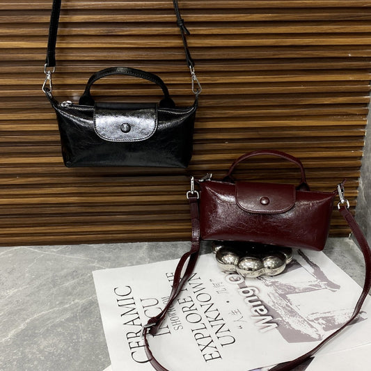 Women's Layer Leather Fashion Simple Shopping Shell Practical Dumplings Shoulder Bags