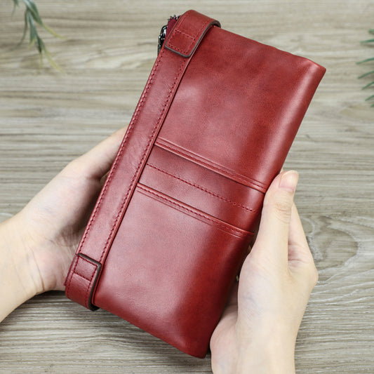 Women's Black Angel Swiping Fashion Cowhide Long Style Ladies Wallets