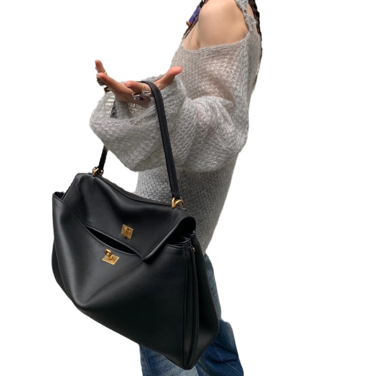 Women's Version Smooth Calfskin Portable Underarm Leisure Shoulder Bags