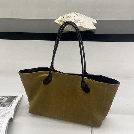 Cowhide Big Fashion Retro Commuter Underarm Tote Bags