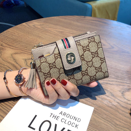 Women's Short Simple Folding Large Capacity Tassel Ladies Wallets