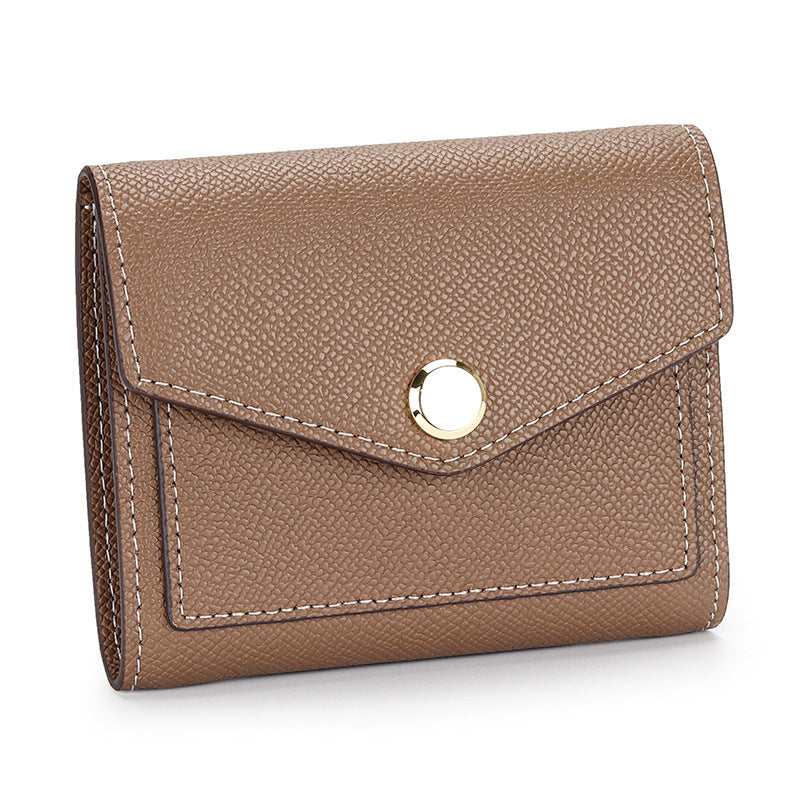 Women's Full Leather Short Korean Style Contrast Color Versatile Ladies Wallets