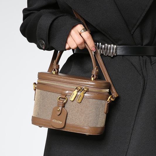 Women's High-grade Design Canvas Box Hand Retro Crossbody Bags