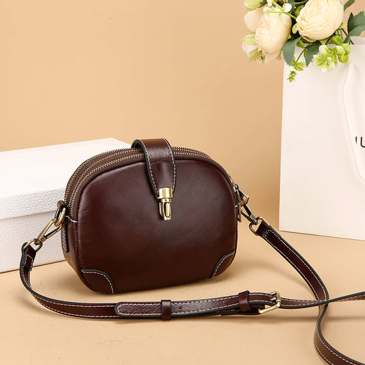 Women's First Layer Cowhide Korean Retro Pure Shoulder Bags