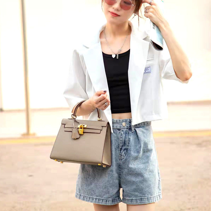 Women's Palm Print Genuine Leather Kelly Mini Bags