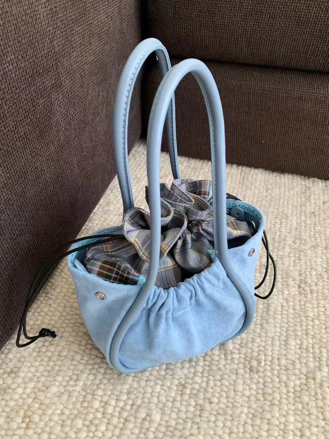 Medium Large Capacity Totes Deerskin Veet Shoulder Bags