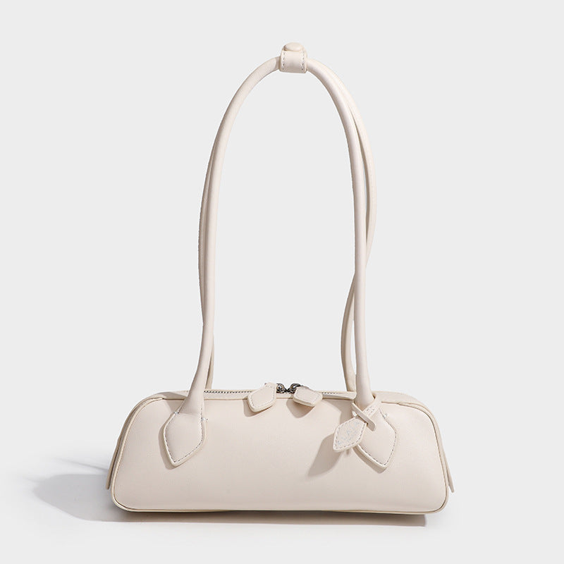 Women's Niche Cowhide French Style Sausage Retro Handbags