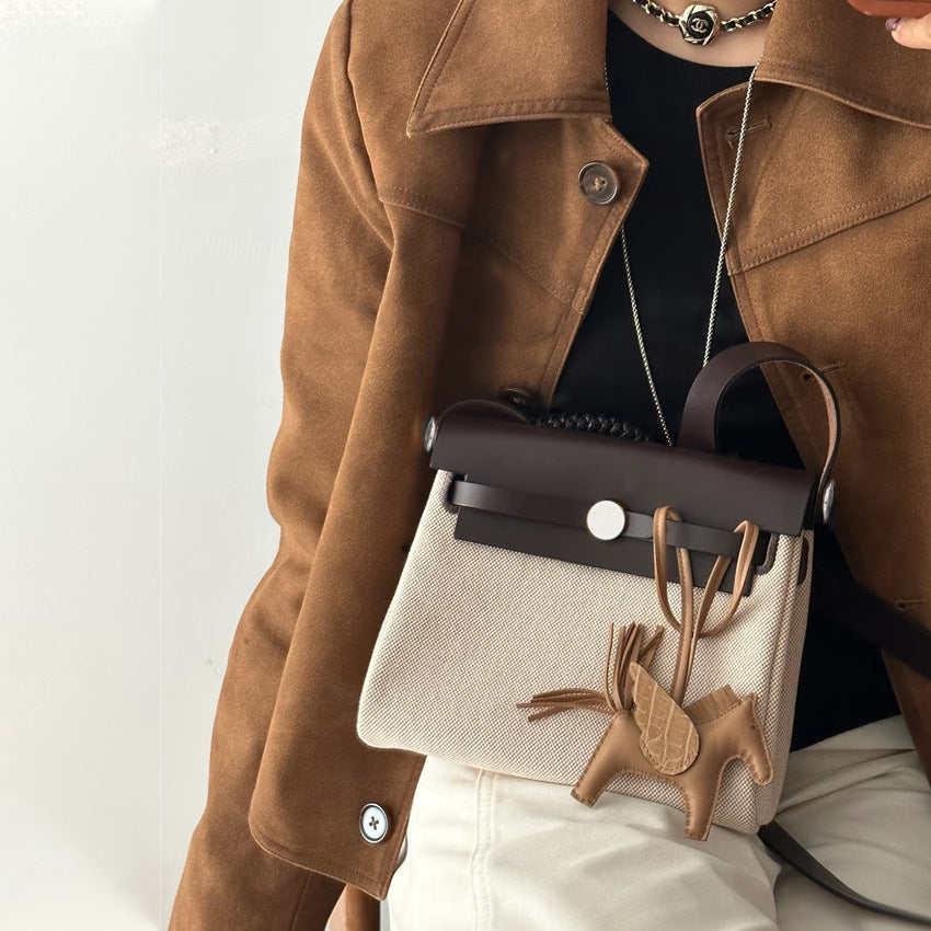 High-grade Mini Canvas Cowhide Kelly Minority Bags