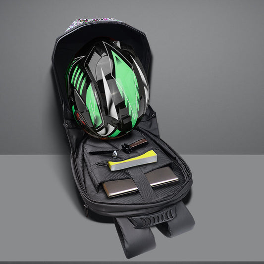 Man Locomotive Knight Luminous Riding Pattern Backpacks